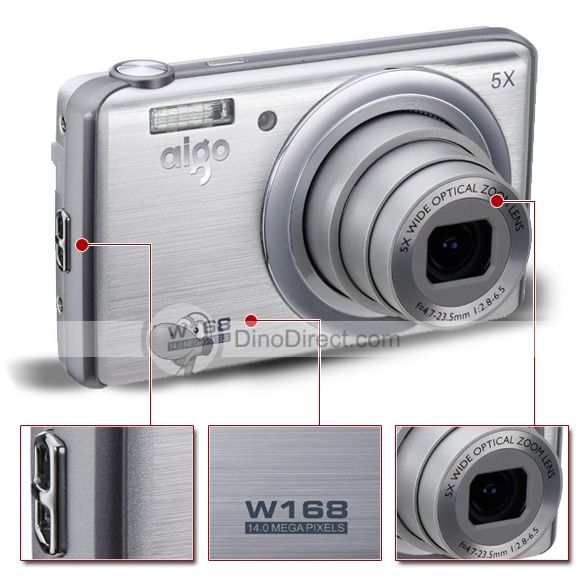 AIGO ™ Inteligência Anti-vibração Praça W168 Câmera Digital